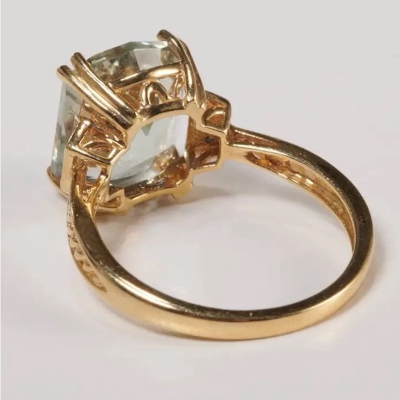 Gorgeous Natural 5.5 CT Prasiolite & Diamonds Michael Valitutti 14K Ring Size 8 - Picture 12 of 16